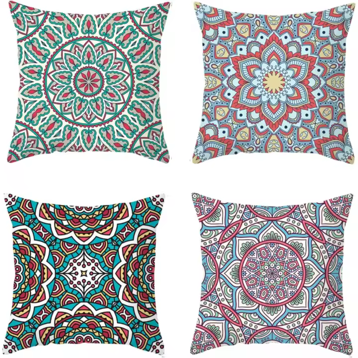 Juego de 4 Fundas Cojines 45x45 cm Boho Geométricas Funda Almohada Decorative Cojin Cuadrada para Sala Estar Dormitorio Oficina Decorativos Automóviles - 1