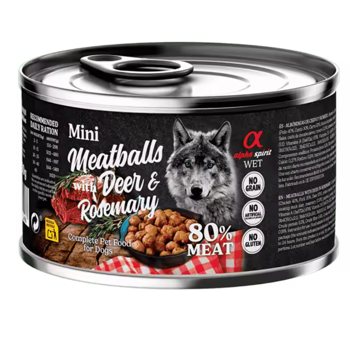 Alpha Spirit Albóndigas de Ciervo y Romero 200 gr y 400 gr Comida Natural 80% carne sin gluten sin Cereales albondigas de perro albondigas para perro - 1