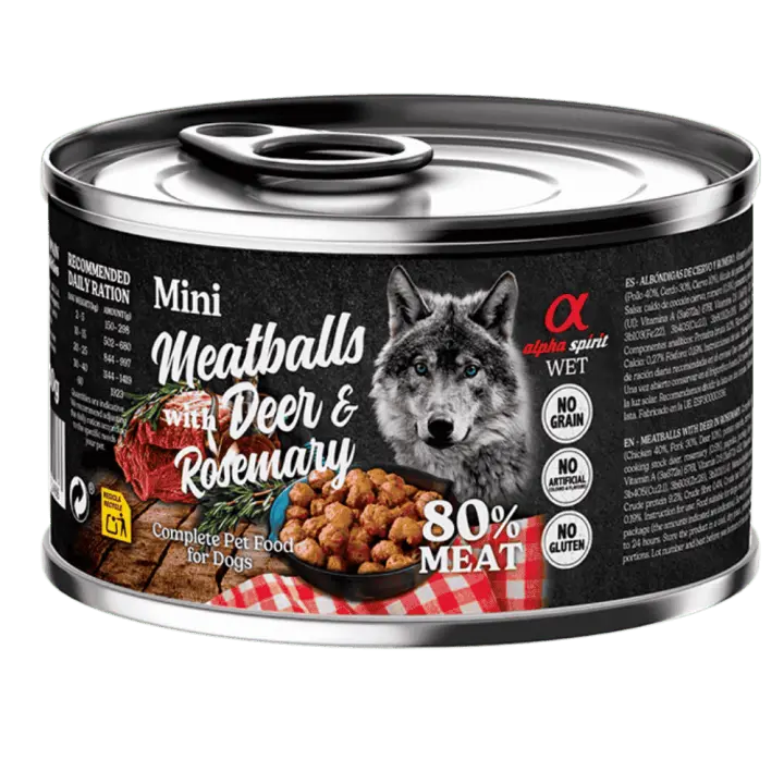 Alpha Spirit Albóndigas de Ciervo y Romero 200 gr y 400 gr Comida Natural 80% carne sin gluten sin Cereales albondigas de perro albondigas para perro - 1