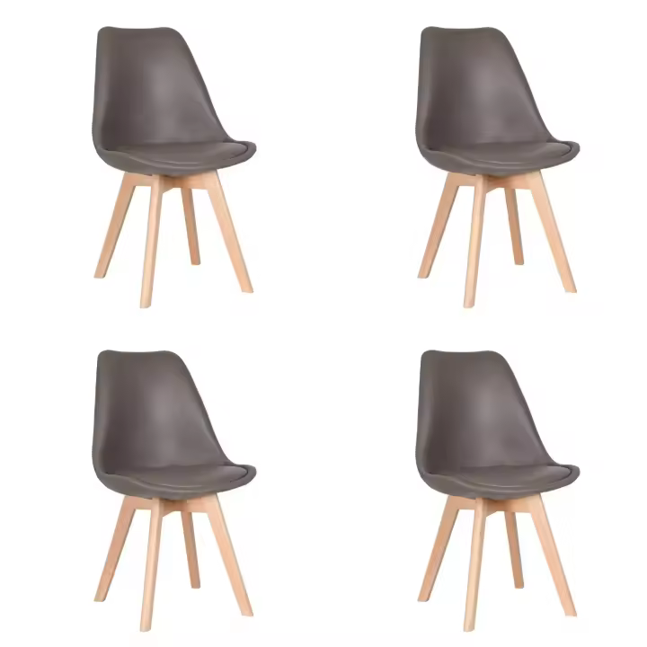 LÚZETE Silla Tower Karlskrona PU Marrón Patas Color Haya - Cómoda y Resistente - 1