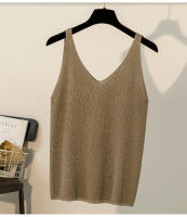 Top De Mujer Nuevo Verano V-Neck Tank Blanco Negro Tejido Suave Estilo Casual Ropa De Mujer Camiseta Q3441 - details 5