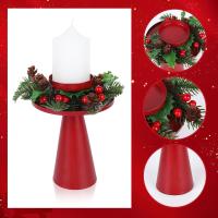 2 candelabros navideños rojos, candelabros navideños de pino y bayas, candelabros vintage de metal para mesa navideña - details 1