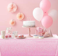 Mantel Desechable De Fiesta En Tonos Graduados Rosa Para Múltiples Ocasiones Material PE Decorativo - details 4