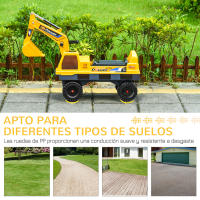 HOMCOM Tractor sin Pedales para Niños de 2-3 Años Excavadora Correpasillos con Pala Delantera Luces Música y Espacio de Alamcenaje Oculto 90x28x58 cm Amarillo - details 3