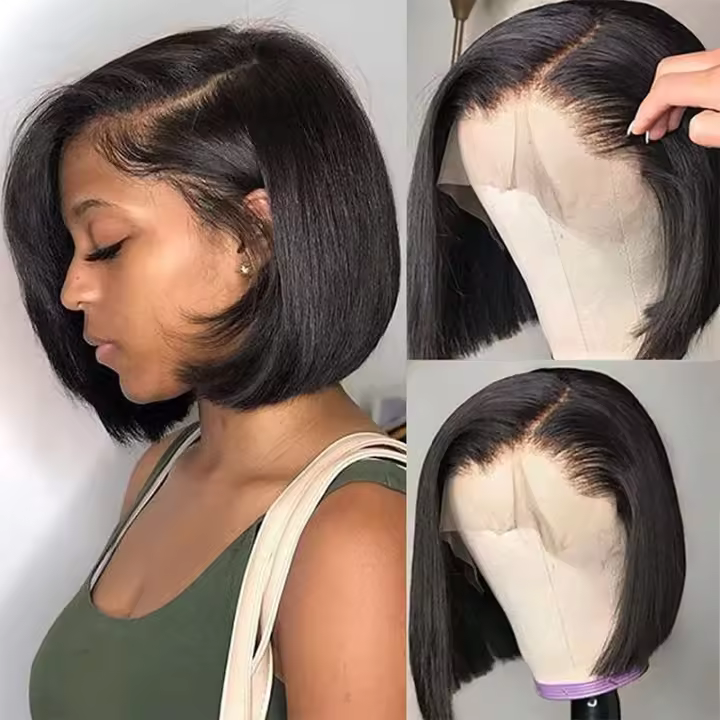 Pelucas De Encaje Frontal Recta Bob De Cabello Humano Para Mujeres Peluca Frontal De Encaje Transparente De Cabello Remy - 1