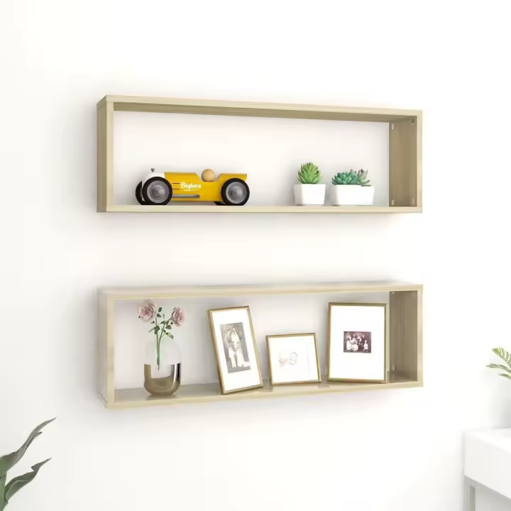 Estantes cubos de pared 2 uds contrachapada roble 80x15x26,5 cm - 1