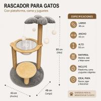 iPewwie - Rascador para gatos con cúpula acrílica y diseño de palmera 48x43x80cm  Juguetes colgantes y poste de sisal Árbol para gatos Torre para gatos Cama para gatos - details 0