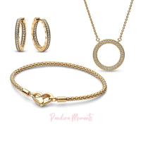 Pandora Conjunto de pulsera, collar y pendientes con cierre en forma de corazón chapado en oro rosa de 14 quilates - details 0