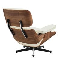 TY306 Leisure Recliner Light Walnut Armchair With Ivory White Cowhide Black Big Head Foot Swivel Deck Chair Furniture Ergonomic Design Office Lunch Break Chair Living Room Comfort Lounge Chair Genuine Top Layer Cowhide Aluminum Alloy Big Head Feet - details 4
