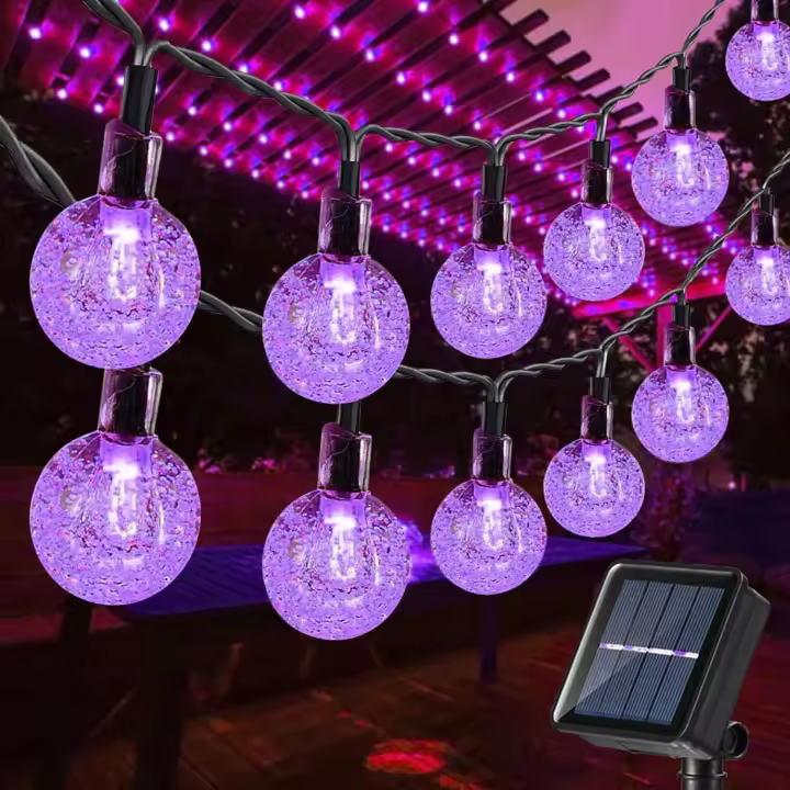 Lámpara Solar De Burbujas Moradas Cadena De Luces Exterior Impermeable LED Para Patio Fiesta Navidad Decoración Hogar - 1