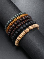 Pulsera De Moda Para Hombres Retro DIY Con Multiple Capas Hilo Elástico Y Bolas De Madera Y Caracol De Coco Para Fechas De Fiesta Regalos - details 0