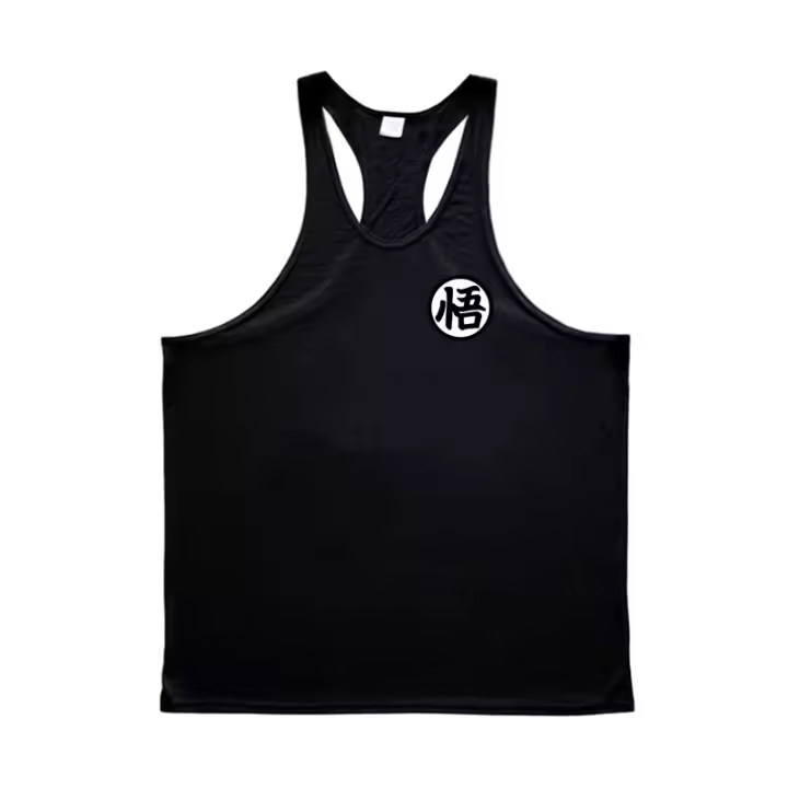 Top De Tanque Para Hombres Profesional Para Bodybuilding Estampado De Logo De Anime Japonés Y Wu Font Prenda De Gimnasio Con Dorsal Y Estilo Fitness Ropa De Verano Muscular Sin Capucha - 1