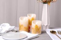 Velas LED de hoja de Arce, Juego de 3, Velas Blancias Cálidos sin llama, funcionian con Pilas con mecha parpádeante, remote control Y temporizador para decoración, de Boda Vela (hoja de Arce) - details 1