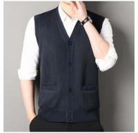 Chaqueta De Punto Para Hombre Otoño Invierno Chaqueta De Cuello V Sin Mangas Botones Estilo Casual Moda Knitted Cardigan - details 9