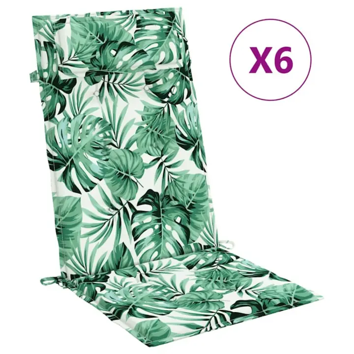 Fundas Silla respaldo Tall 6 UDS lienzo Oxford estampado Hojas - 1