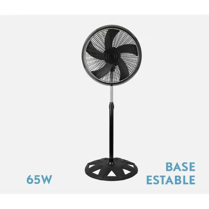 FABRILAMP Ventilador De Pie Agudo Negro 3 Vel.65w 5 Aspas Oscilante Y Rotatorio también oscilante Regx50x50cm MOTOR AC, altura regulables,Base estables CALIDAD TOP - 1