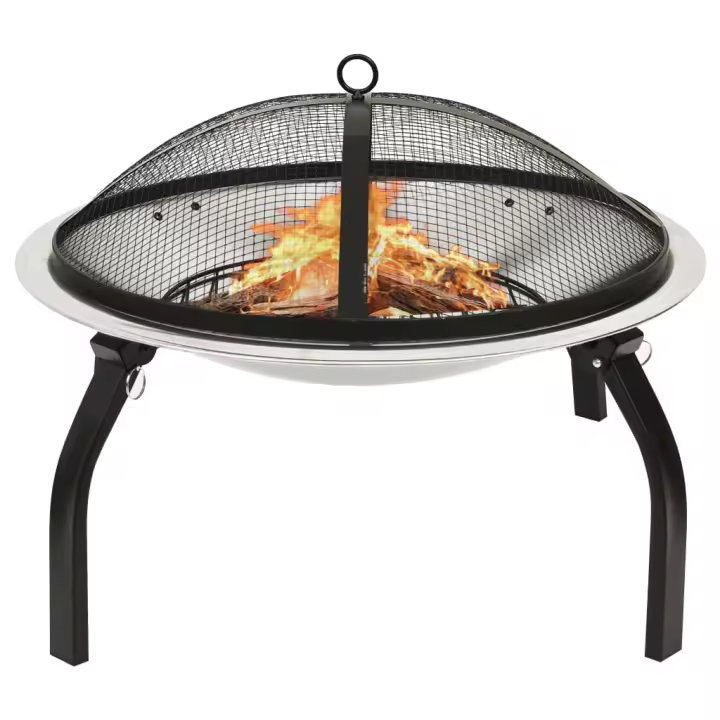 vidaXL Brasero y Barbacoa 2 en 1 Atizador Acero Inoxidable 56x56x49 cm Horno Color Plateado,  Negro, y mas - 1