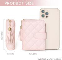 Cartera para tarjetas de crédito para mujer, tarjetero de piel acolchada con bloqueo RFID, tarjetero con cremallera, bolsillo para monedas con cremallera y ventana para DNI - Rosa - details 0