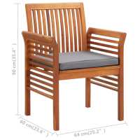 vidaXL Silla de comedor para jardín con cojín madera maciza de acacia - details 6