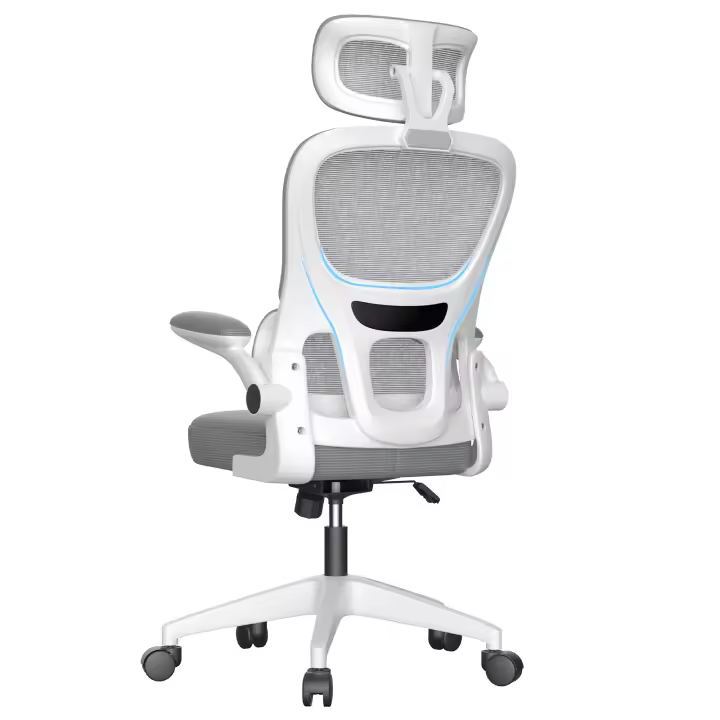 Silla de oficina ergonómica con reposacabezas ajustable, reposabrazos, soporte lumbar y función de balanceo hasta 200 kg - 1