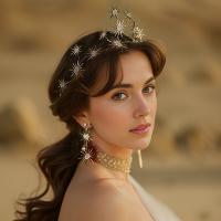 Set De 2 Diademas Y Aretes De Color Oro Y Plata Estilo Soleado Accesorios De Cabello Para Boda Con Cristales Tiara Corona - details 0