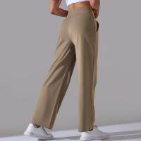 Pantalones Rectos De Pierna Ancha Para Mujer Casual Pantalones De Oficina Cintura Alta Holgados Para Danza Leggings Sin Costuras De Nylon - details 33