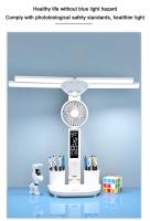 Lámpara De Mesa Recargable Para Estudio Con Ventilador Luz De Lectura LED Pantalla De Reloj LED Lámpara De Lectura LED Contemporánea ABS PVC Recargable 5V Touch On/Off Switch - details 4