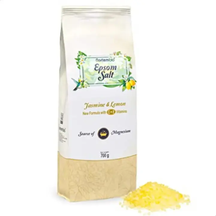 Nortembio.Sal Epsom 700g. Frangancia Jazmín y Limón. Sal de Baño Hidratada con Vitamina C y E. Relajación y Aromaterapia. - 1