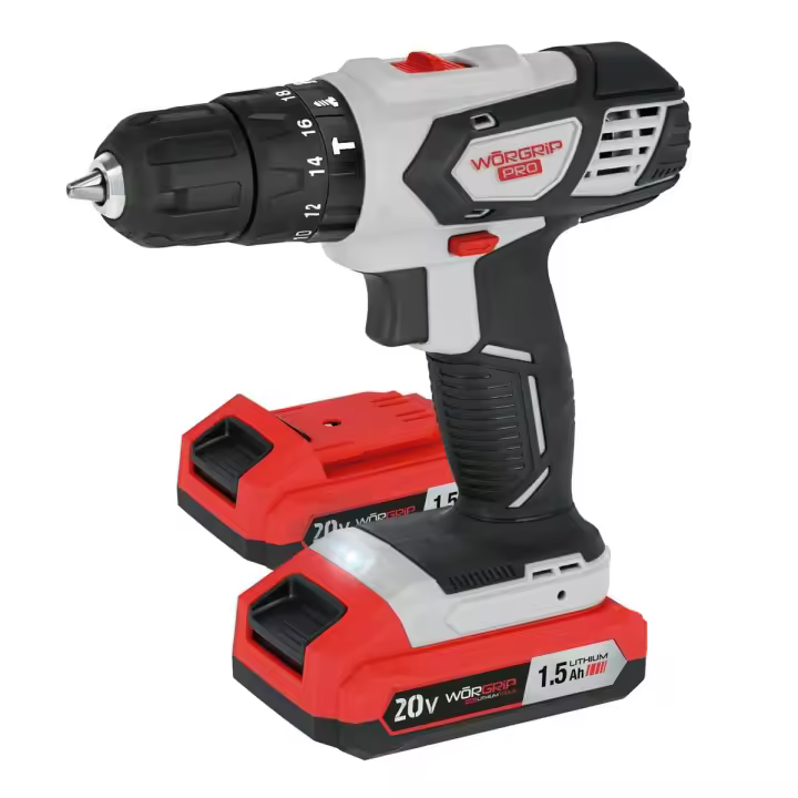 FURADEIRA IMPACTO WORGRIP 20V 2 BATERIAS 1.5AH - 1
