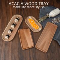 Plato De Madera De Acacia Japonés Rectangular Para Comedor Frutas Aperitivos Taza De Té Oval Tratamiento De Superficie Natural - details 12
