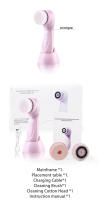 Limpiador facial eléctrico tres en uno, cepillo de limpieza facial con masaje giratorio multifunción, dispositivo de limpieza facial para limpieza de poros y espinillas, rosa - details 20