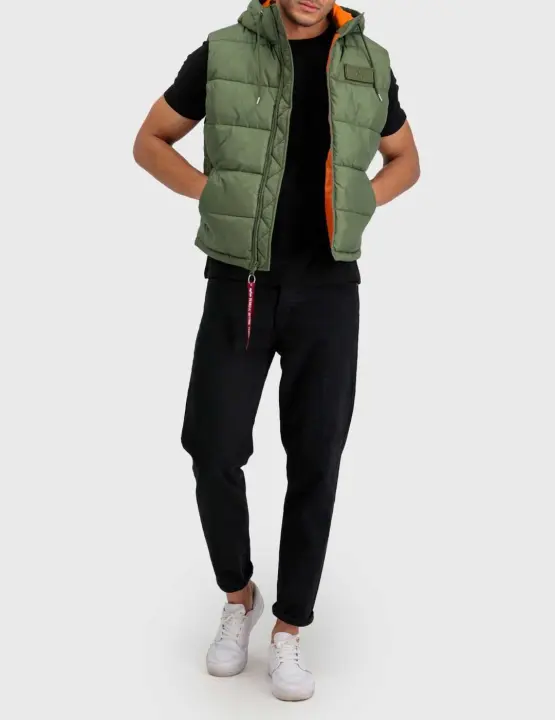 Chaleco Alpha Industries Hooded Puffer FD verde para hombre - 1