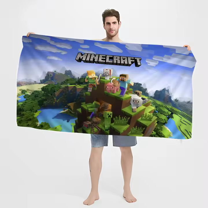 Toalla De Baño De Playa Minecraft Ghast Fireball Para Niños Toalla De Piscina De Viaje Picnic Personalizada Absorbente Rápido Tamaño 30x60 Cm 50x100 Cm - 1