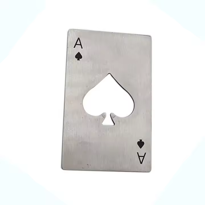 Abrepuertas De Acero Inoxidable Tamaño De Tarjeta De Crédito Ace of Spades Creativo En Forma De Baraja Portátil Para Bebidas - 1