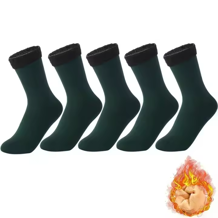 Calcetines De Veludo Grueso Para Invierno 1-5 Pares Calcetines Térmicos De Piso Para Mujer Y Hombre Color Sólido Calcetines De Cashmere - 1