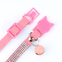 Collar De Gato De Cuero Suave Con Diamantes Bling Y Campana Seguridad Breakaway Ajustable Para Perros Y Gatos XS S Rosa - details 10