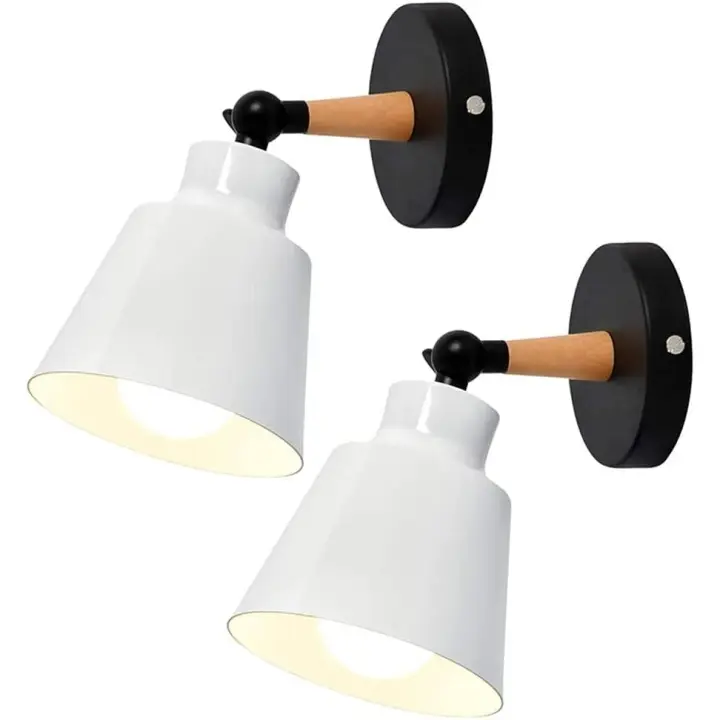 2 paquetes de apliques de pared vintage industrial lámparas de techo E27 metal ajustable retro lámpara de pared interior para dormitorio cocina restaurante (blanco) - 1