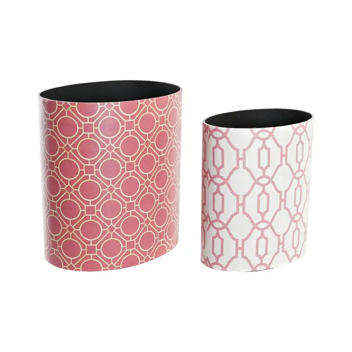 Papelera Set 2 Lienzo Madera 33X24,5X35,3 Naranja El mejor complemento para tu hogar  -Fijalo- - 1