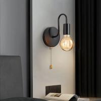 Lámpara De Pared Industrial Nórdica En Hierro Negro E27 Iluminación Interior Para Dormitorio Y Baño Soporte De Luz Decorativo - details 3
