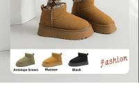 Botas De Piel Nueva Larga De Invierno Para Mujer Botines Cortos De Peluche Cálidos Botines Casuales Chelsea De Talla Baja Con Plataforma Zapatos De Cordón PU Cubierta De Suela De Plástico - details 3