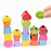 Juguete De Montessori De Madera Con Cuentas Para Niños Juego De Alineación De Formas Juguete De Sorting Y Pila Para Bebés Juguete De Hilo Para Desarrollo Motor Fine - details 3