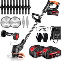 Corta Césped - Desbrozadora a Batería 2 en 1 con 2 Baterías 4.0Ah y Cargador Rápido – Cortabordes Eléctrico Inalámbrico Ligero y Potente 18.000 RPM, Altura y Cabezal Ajustables, con 3 Tipos de Cuchillas para Césped, Maleza y Jardín - details 0