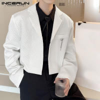 Blazer Casual Para Hombre Estilo Coreano INCERUN Texturizado Corto Para Fiestas De Color Sólido Talla S-5XL Moda Transversal - details 5