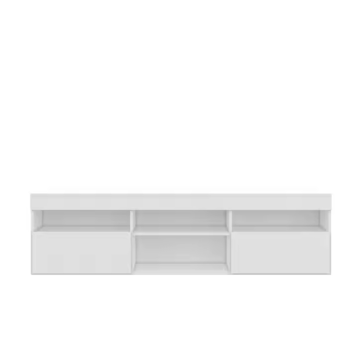 Buyqualia Moderno Mueble para TV Blanco Snow, con Espacios Abiertos y Cerrados, 4 Huecos y 2 Puertas - 1