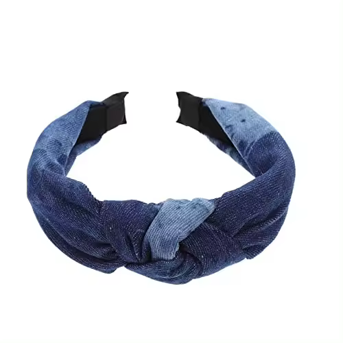 Diadema y bufandas de mezclilla con diseño de nudo cruzado para mujeres, niños, deportes y accesorios - 1
