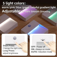 Lámpara Nocturna LED Con Sensor De Movimiento Recargable USB Para Dormitorio Cocina Escalera Pasillo Armario Iluminación RGB - details 1