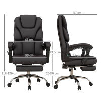Vinsetto Silla de Oficina con 6 Puntos de Masaje Silla de Escritorio Reclinable de PU con Control Remoto Respaldo Alto Reposapiés y Bolsillo 63x57x118-126 cm Marrón - details 2