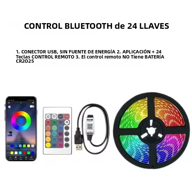 Tira De Luces LED RGB 5V USB 5M 10M Con Control WiFi Bluetooth Para Iluminación De Habitación De Niños Pared Cocina Cadena De Luces - 1