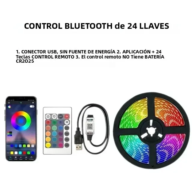 Tira De Luces LED RGB 5V USB 5M 10M Con Control WiFi Bluetooth Para Iluminación De Habitación De Niños Pared Cocina Cadena De Luces - 1