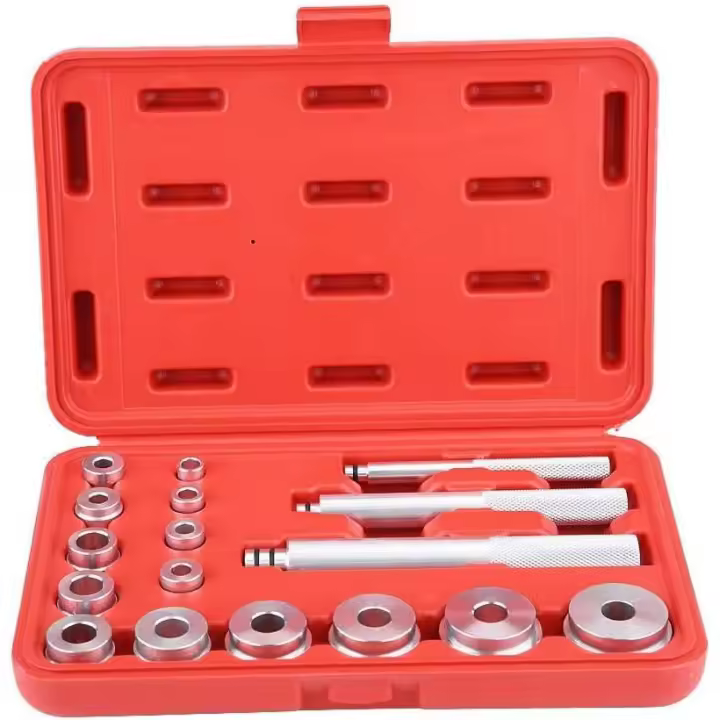 Juego de herramientas de cojinete de rueda, 17PCs herramienta de extractor de cojinete de rueda herramienta de cojinete de aluminio, plata, 25x17x5cm - 1